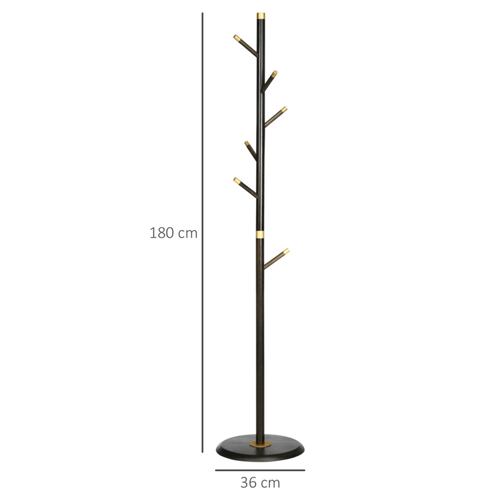 Freestanding Coat Rack with 6 Bamboo Hooks | Hallway, Bedroom, Living Room Organizer | Elegant Walnut Finish - Premium  from Home Treasures - Just £52.99! Shop now at Home Treasures