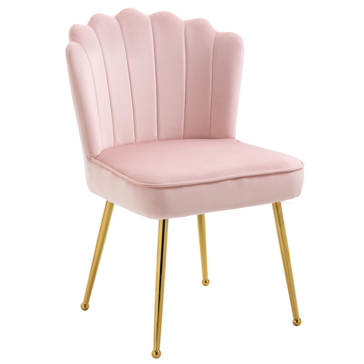 Velvet-Feel Shell Luxe Accent Chair - Glam Pink Vanity Seat with Metal Legs & Comfort Padding - Premium  from Home Treasures - Just £104.99! Shop now at Home Treasures