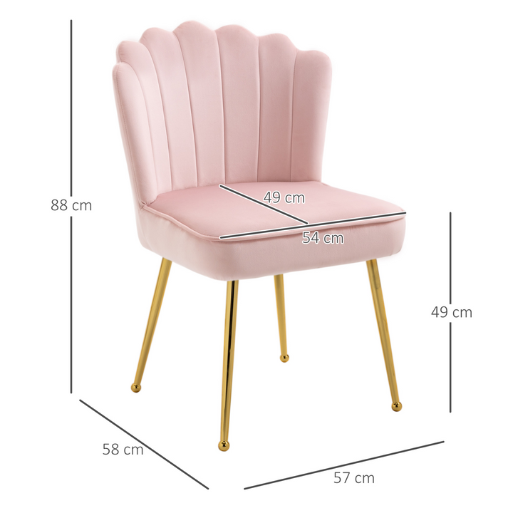 Velvet-Feel Shell Luxe Accent Chair - Glam Pink Vanity Seat with Metal Legs & Comfort Padding - Premium  from Home Treasures - Just £104.99! Shop now at Home Treasures