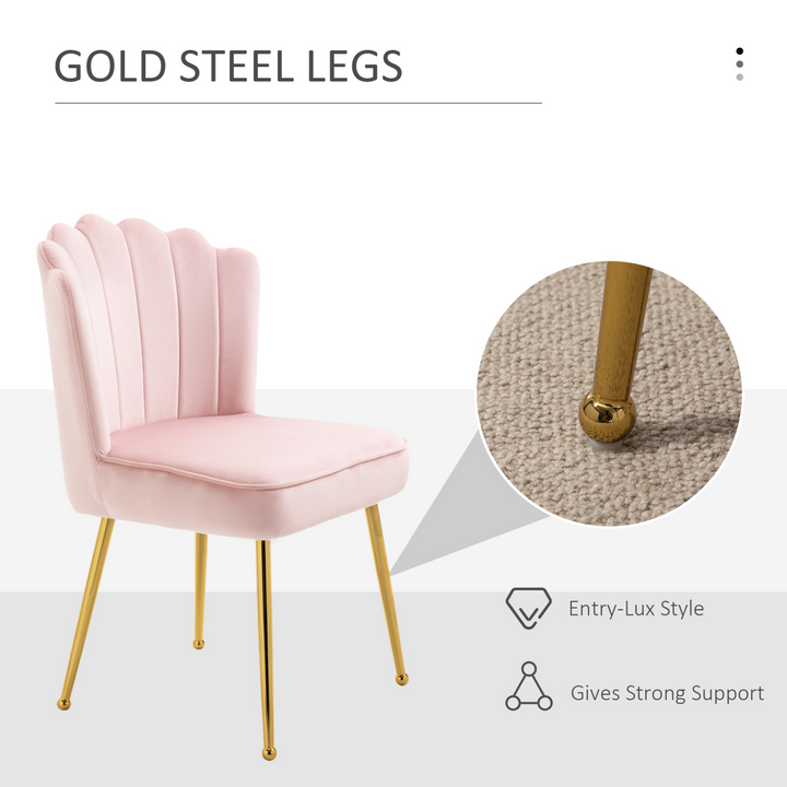 Velvet-Feel Shell Luxe Accent Chair - Glam Pink Vanity Seat with Metal Legs & Comfort Padding - Premium  from Home Treasures - Just £104.99! Shop now at Home Treasures