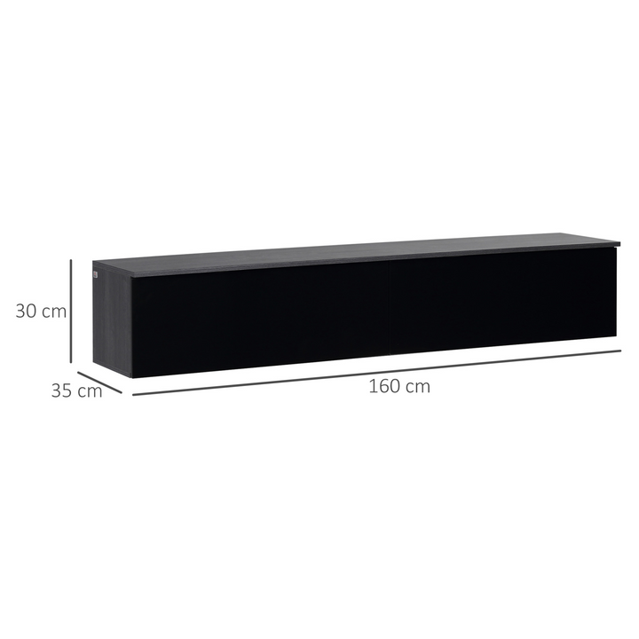 High Gloss Floating TV Unit with Storage Cupboards - Sleek Wall-Mounted Entertainment Cabinet | 160 x 35 x 30cm - Premium  from Home Treasures - Just £153.99! Shop now at Home Treasures