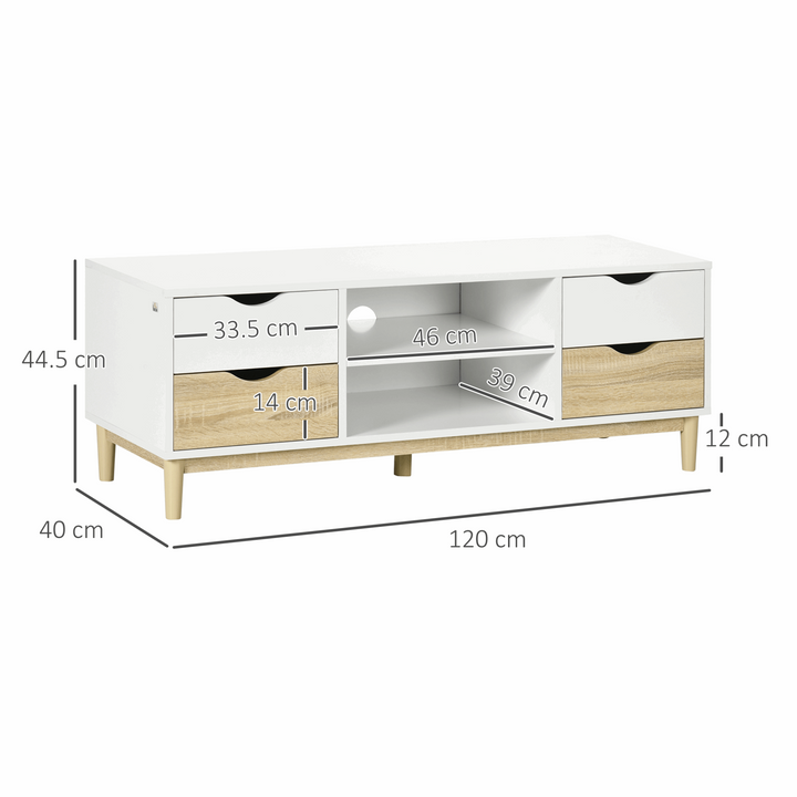 Chic TV Unit with Storage Shelves & 4 Drawers - Modern Entertainment Center 131 x 47 x 15.5cm - Premium  from Home Treasures - Just £97.99! Shop now at Home Treasures