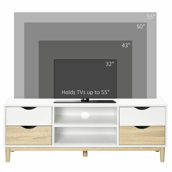 Chic TV Unit with Storage Shelves & 4 Drawers - Modern Entertainment Center 131 x 47 x 15.5cm - Premium  from Home Treasures - Just £97.99! Shop now at Home Treasures