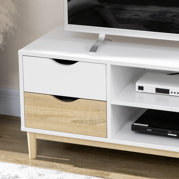 Chic TV Unit with Storage Shelves & 4 Drawers - Modern Entertainment Center 131 x 47 x 15.5cm - Premium  from Home Treasures - Just £97.99! Shop now at Home Treasures