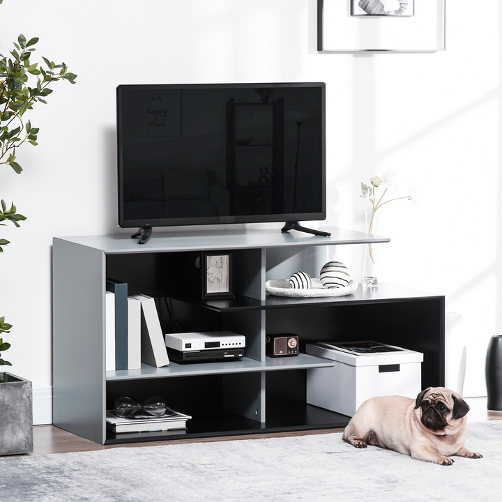 Modern Grey TV Unit with Storage Shelves - Fits TVs Up to 55" | Stylish Media Console with Cable Management - Premium  from Home Treasures - Just £82.99! Shop now at Home Treasures