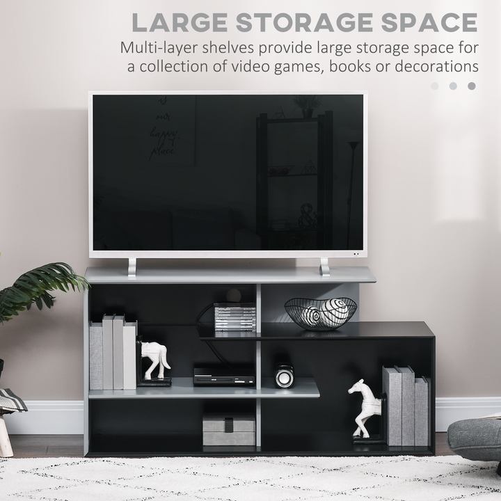 Modern Grey TV Unit with Storage Shelves - Fits TVs Up to 55" | Stylish Media Console with Cable Management - Premium  from Home Treasures - Just £82.99! Shop now at Home Treasures