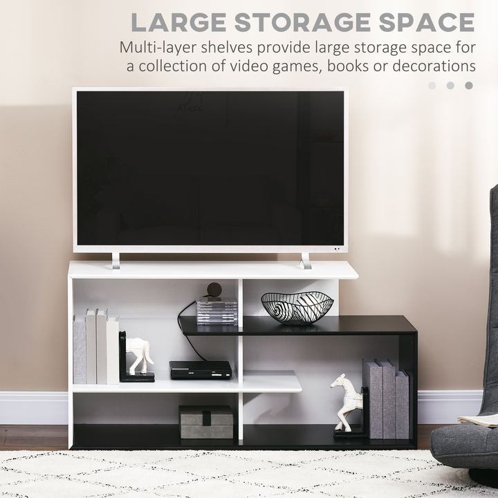 Stylish Black TV Unit with Storage Shelves - Modern Entertainment Center for TVs Up to 55" - Premium  from Home Treasures - Just £88.99! Shop now at Home Treasures