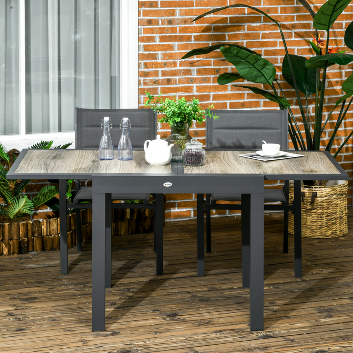 Extending Garden Table - Outdoor Dining Table for 6, Beige, Aluminium Frame, Rectangular Patio Table, 80/160L x 80W x 75H cm - Premium  from Home Treasures - Just £171.99! Shop now at Home Treasures