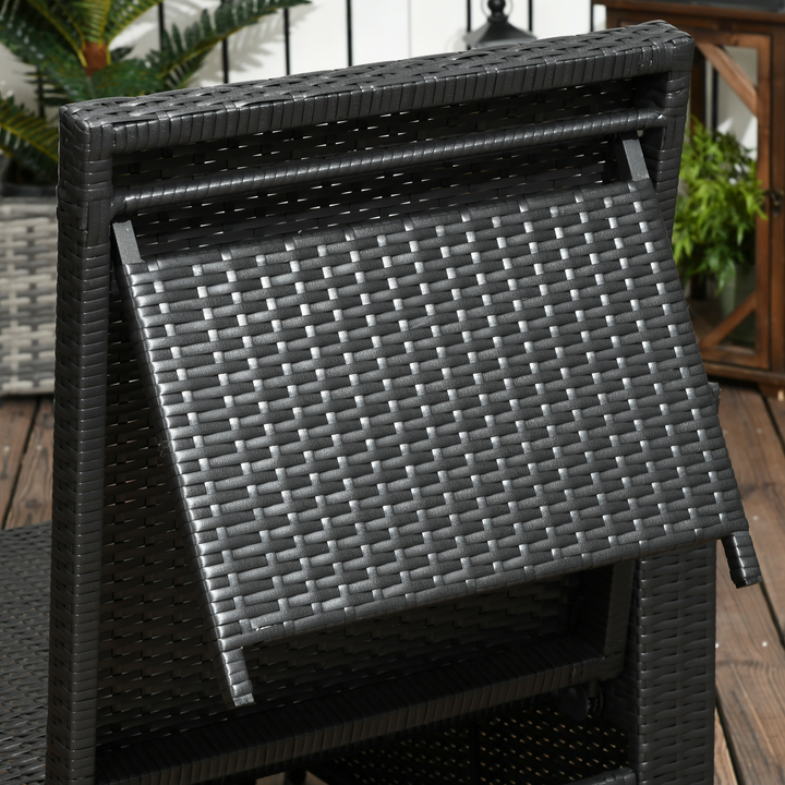 Wicker Weave Rattan Sun Lounger Set with Storage Side Table & Footstool (Black) – 5-Piece Outdoor Furniture for Ultimate Relaxation - Premium  from Home Treasures - Just £382.99! Shop now at Home Treasures