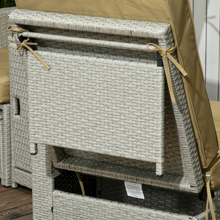 Premium Wicker Weave Rattan Sun Lounger Set with Storage & Footstools (Beige) – 5-Piece Outdoor Furniture for Ultimate Relaxation - Premium  from Home Treasures - Just £382.99! Shop now at Home Treasures