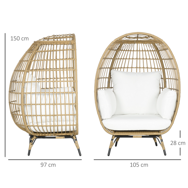 Luxurious Rattan Outdoor Egg Chair with Thick Padded Cushions in Khaki - Stylish and Comfortable Patio Furniture - Premium  from Home Treasures - Just £298.99! Shop now at Home Treasures