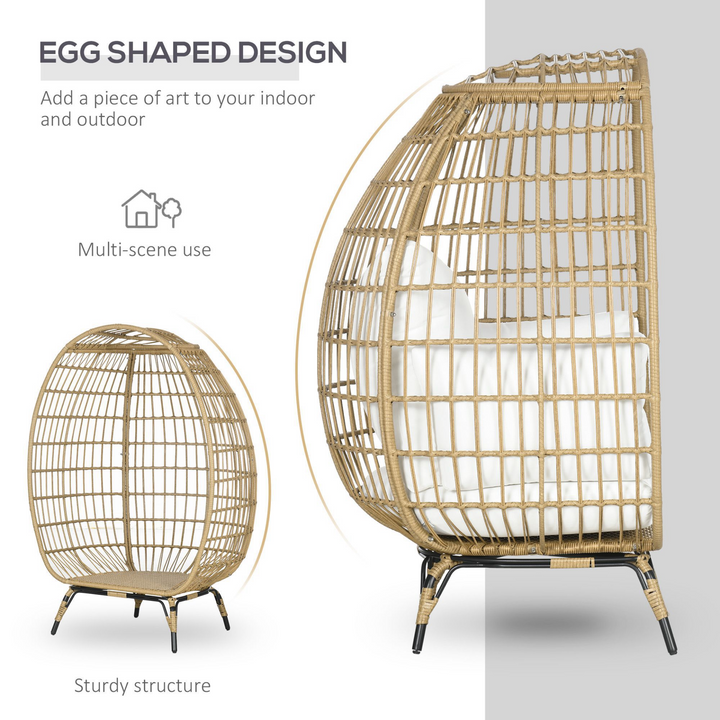 Luxurious Rattan Outdoor Egg Chair with Thick Padded Cushions in Khaki - Stylish and Comfortable Patio Furniture - Premium  from Home Treasures - Just £298.99! Shop now at Home Treasures