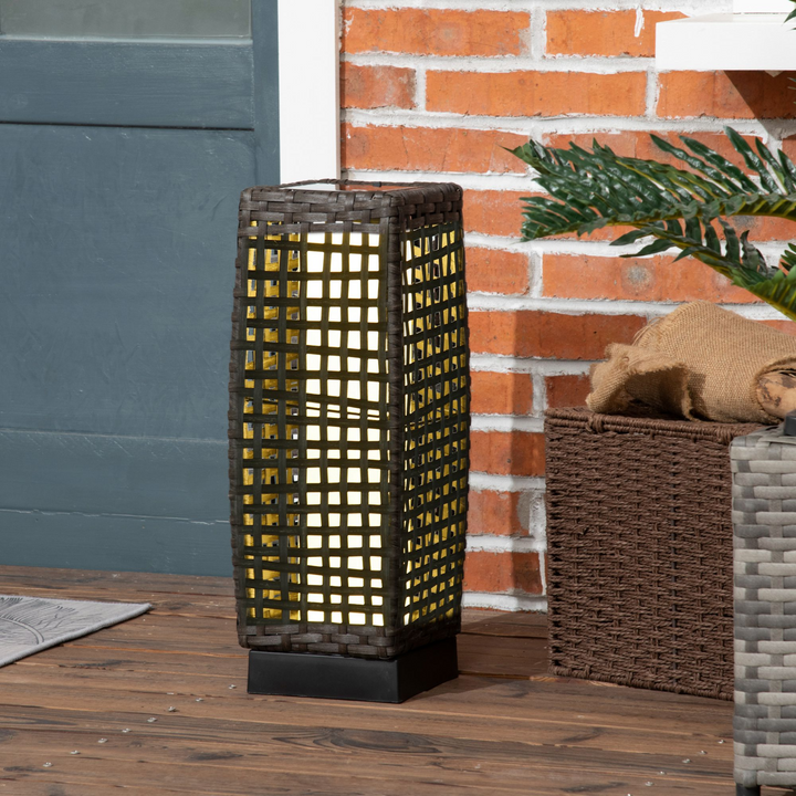 Outdoor Rattan Solar Lantern - Brushed PE Wicker Patio Garden Lantern with Auto On/Off Solar Powered LED Lights - Premium  from Home Treasures - Just £37.99! Shop now at Home Treasures