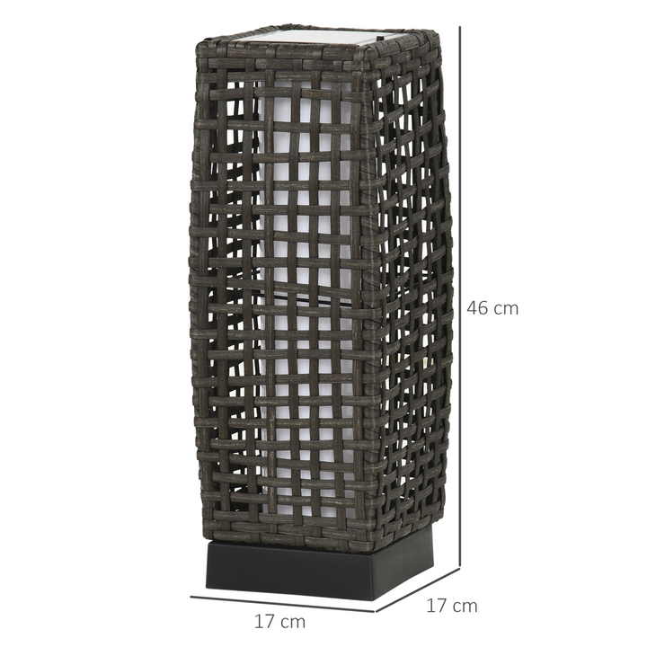 Outdoor Rattan Solar Lantern - Brushed PE Wicker Patio Garden Lantern with Auto On/Off Solar Powered LED Lights - Premium  from Home Treasures - Just £37.99! Shop now at Home Treasures