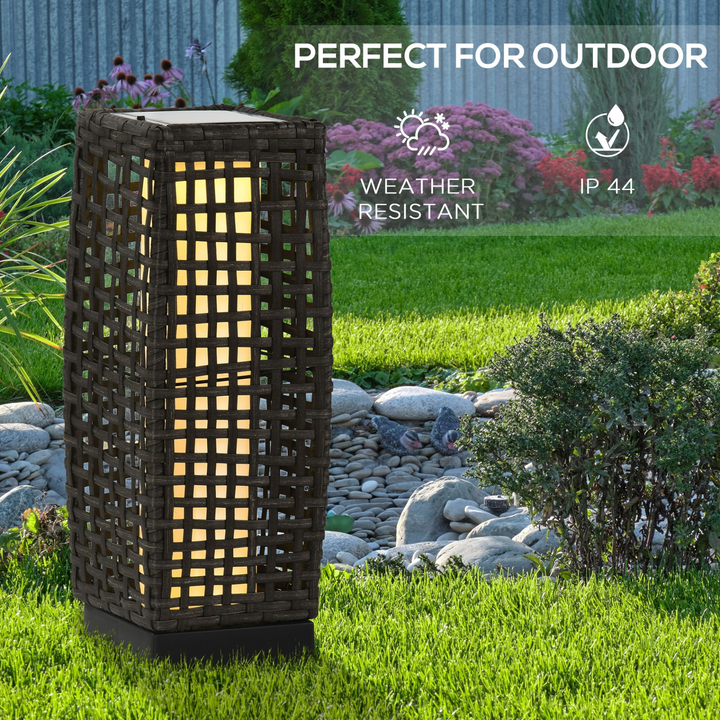 Outdoor Rattan Solar Lantern - Brushed PE Wicker Patio Garden Lantern with Auto On/Off Solar Powered LED Lights - Premium  from Home Treasures - Just £37.99! Shop now at Home Treasures