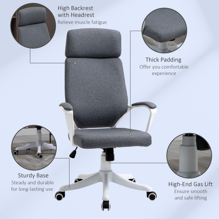 Vinsetto Ergonomic High Back Office Chair with Lumbar Support & Adjustable Height - 360° Swivel - Premium  from Home Treasures - Just £96.99! Shop now at Home Treasures