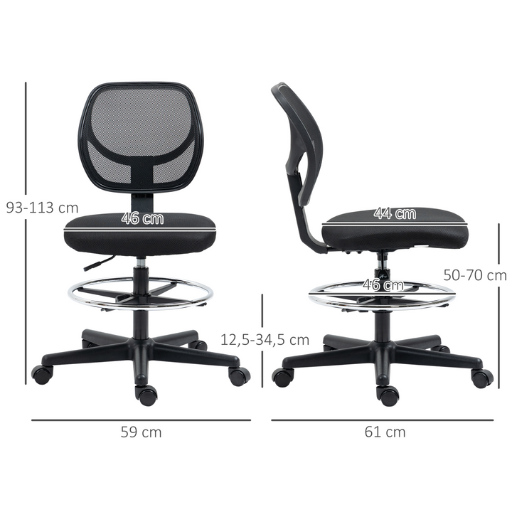 Vinsetto Draughtsman Chair - Ergonomic Mesh Office Chair with Adjustable Footrest and Seat Height (Black) - Premium  from Home Treasures - Just £81.99! Shop now at Home Treasures