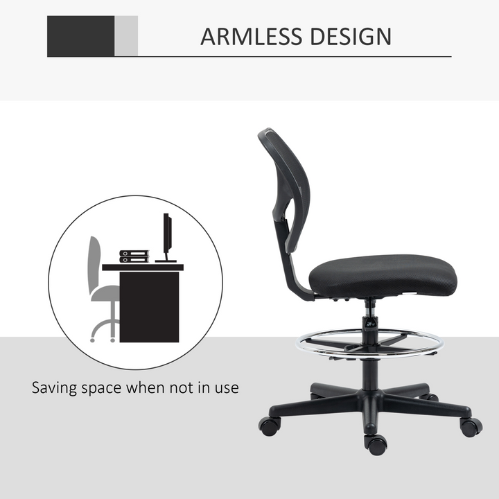 Vinsetto Draughtsman Chair - Ergonomic Mesh Office Chair with Adjustable Footrest and Seat Height (Black) - Premium  from Home Treasures - Just £81.99! Shop now at Home Treasures