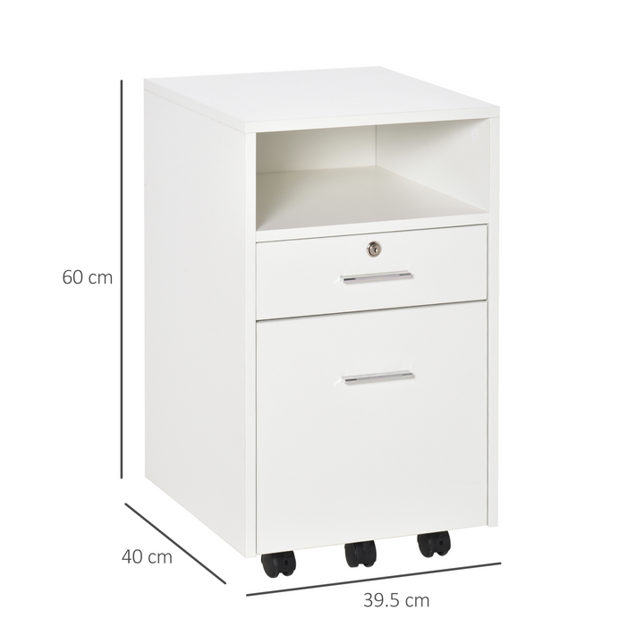 Vinsetto Lockable Mobile File Cabinet - Versatile Storage Unit for Office, Bedroom, Living Room - Compact 39x40x65cm, White - Premium  from Home Treasures - Just £68.99! Shop now at Home Treasures