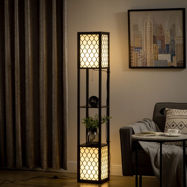 Floor Lamp with Shelves, Dual Light, Modern Tall Standing Lamps - Premium  from Home Treasures - Just £83.99! Shop now at Home Treasures