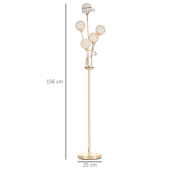 Elegant 5-Light Modern Floor Lamp with K9 Crystal Lampshade - Gold Tone | Stylish Upright Standing Lamp for Living Room & Bedroom - Premium  from Home Treasures - Just £78.99! Shop now at Home Treasures