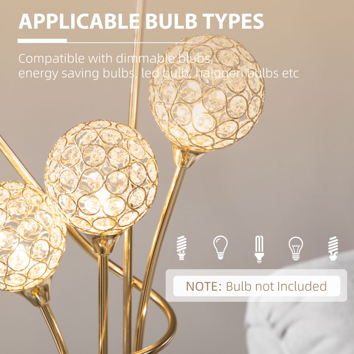 Elegant 5-Light Modern Floor Lamp with K9 Crystal Lampshade - Gold Tone | Stylish Upright Standing Lamp for Living Room & Bedroom - Premium  from Home Treasures - Just £78.99! Shop now at Home Treasures