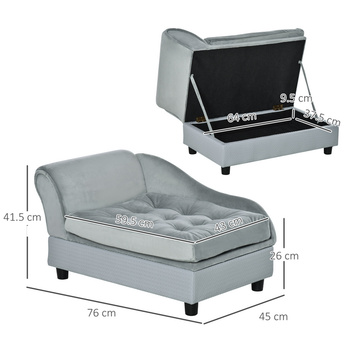 Light Grey Dog Couch with Storage – Comfortable, Stylish & Functional Pet Furniture for Small Dogs and Cats - Premium  from Home Treasures - Just £85.99! Shop now at Home Treasures