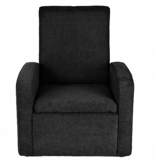 Children's Comfy Upholstered Recliner Chair w/ Storage (Black)