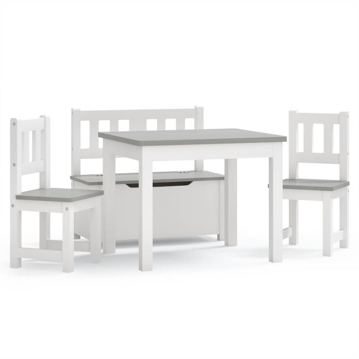 4 Piece Children's Table and Chair Set - White & Grey MDF | Perfect for Play, Crafts, & Dining - Premium  from Home Treasures - Just £154.99! Shop now at Home Treasures