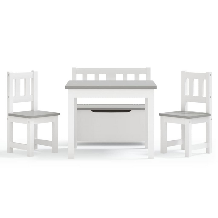 4 Piece Children's Table and Chair Set - White & Grey MDF | Perfect for Play, Crafts, & Dining - Premium  from Home Treasures - Just £154.99! Shop now at Home Treasures