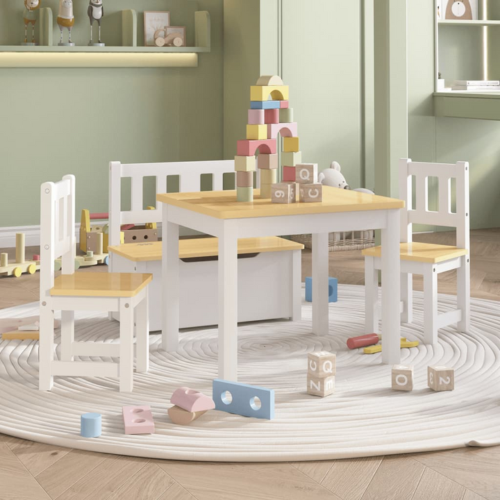 4 Piece Children's Table and Chair Set | Sturdy MDF | White & Beige | Perfect for Play & Study - Premium  from Home Treasures - Just £144.99! Shop now at Home Treasures