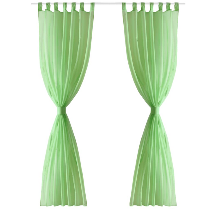 Elegant Apple Green Sheer Curtains 140x175 cm - Set of 2 for Living Rooms, Bedrooms, and Offices - Premium  from Home Treasures - Just £23.99! Shop now at Home Treasures