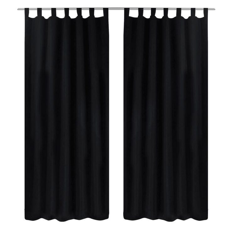 Elegant Black Micro-Satin Curtains - Set of 2 with Loops - 140 x 245 cm - Enhance Privacy & Sophistication - Premium  from Home Treasures - Just £36.99! Shop now at Home Treasures