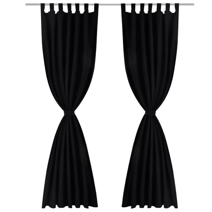 Elegant Black Micro-Satin Curtains - Set of 2 with Loops - 140 x 245 cm - Enhance Privacy & Sophistication - Premium  from Home Treasures - Just £36.99! Shop now at Home Treasures