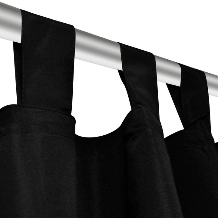 Elegant Black Micro-Satin Curtains - Set of 2 with Loops - 140 x 245 cm - Enhance Privacy & Sophistication - Premium  from Home Treasures - Just £36.99! Shop now at Home Treasures