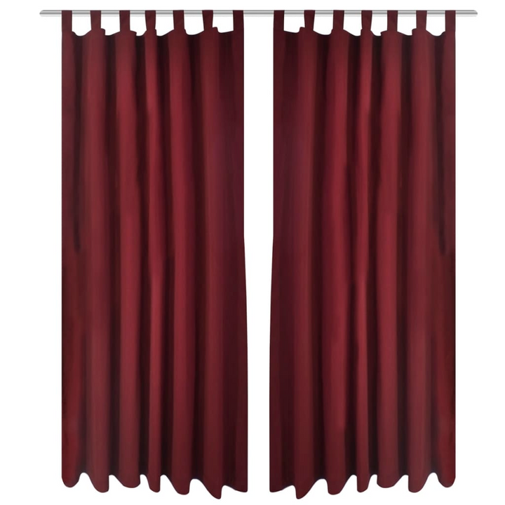 Elegant Bordeaux Micro-Satin Curtains with Loops - 140 x 245 cm, 2 pcs Set with Tiebacks - Premium  from Home Treasures - Just £33.99! Shop now at Home Treasures