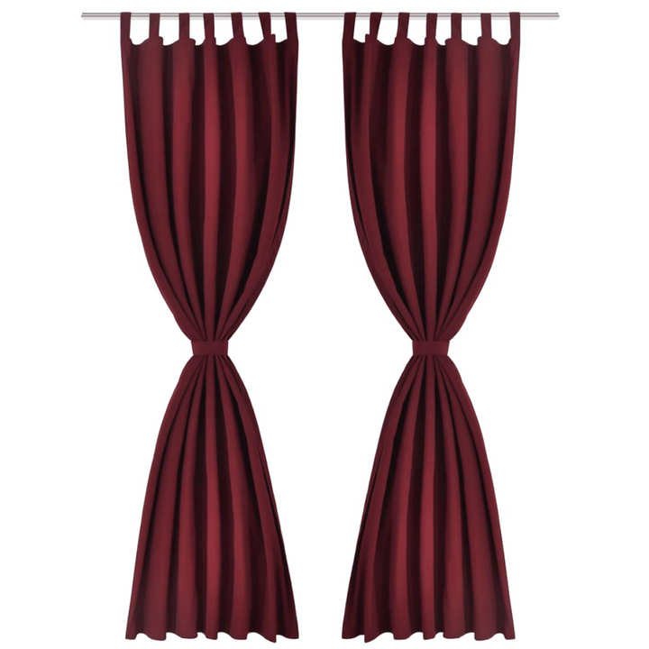 Elegant Bordeaux Micro-Satin Curtains with Loops - 140 x 245 cm, 2 pcs Set with Tiebacks - Premium  from Home Treasures - Just £33.99! Shop now at Home Treasures