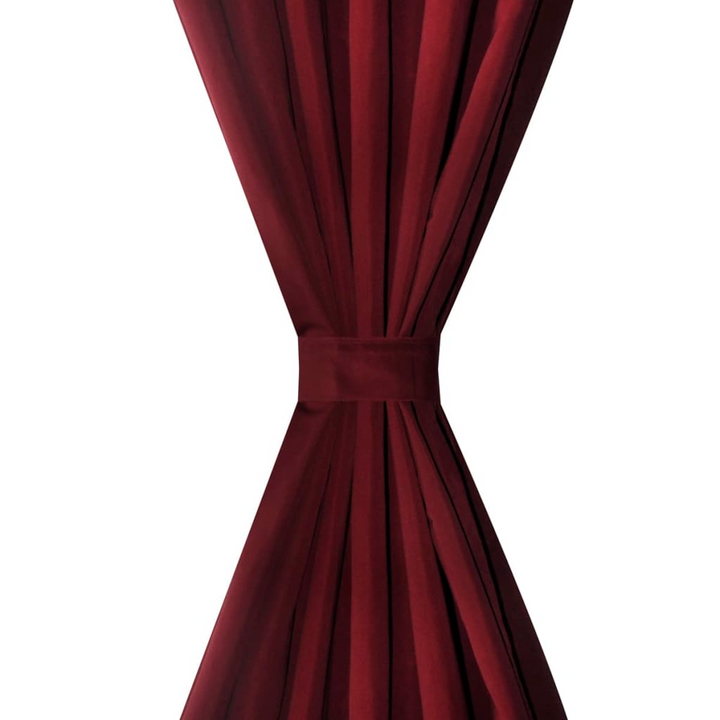 Elegant Bordeaux Micro-Satin Curtains with Loops - 140 x 245 cm, 2 pcs Set with Tiebacks - Premium  from Home Treasures - Just £33.99! Shop now at Home Treasures