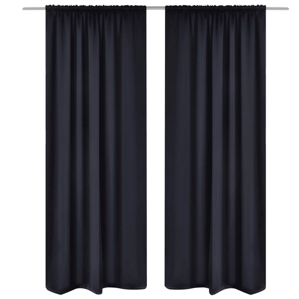 2 Pack Slot-Headed Blackout Curtains - Elegant Black, 135 x 245 cm - Light Blocking & Privacy for Living Room, Bedroom, Office - Premium  from Home Treasures - Just £47.99! Shop now at Home Treasures