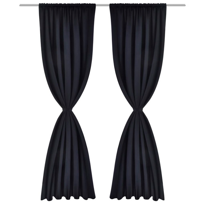 2 Pack Slot-Headed Blackout Curtains - Elegant Black, 135 x 245 cm - Light Blocking & Privacy for Living Room, Bedroom, Office - Premium  from Home Treasures - Just £47.99! Shop now at Home Treasures