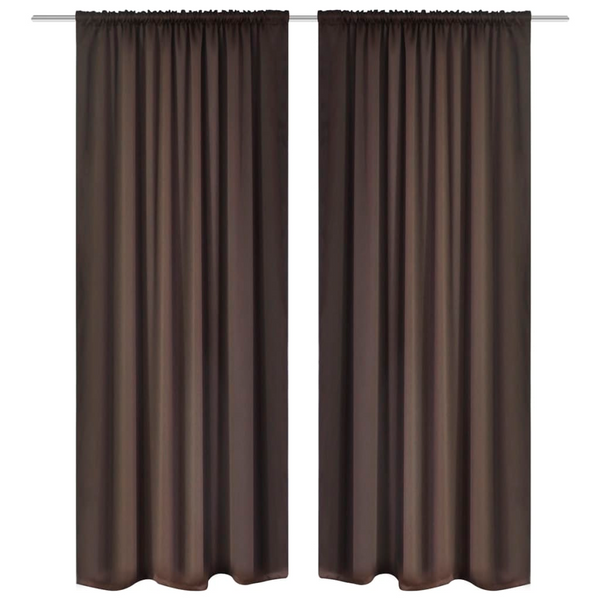 Elegant Light Blocking 2 pcs Brown Slot-Headed Blackout Curtains 135 x 245 cm with Tiebacks - Premium  from Home Treasures - Just £54.99! Shop now at Home Treasures