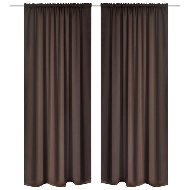 Elegant Light Blocking 2 pcs Brown Slot-Headed Blackout Curtains 135 x 245 cm with Tiebacks - Premium  from Home Treasures - Just £54.99! Shop now at Home Treasures