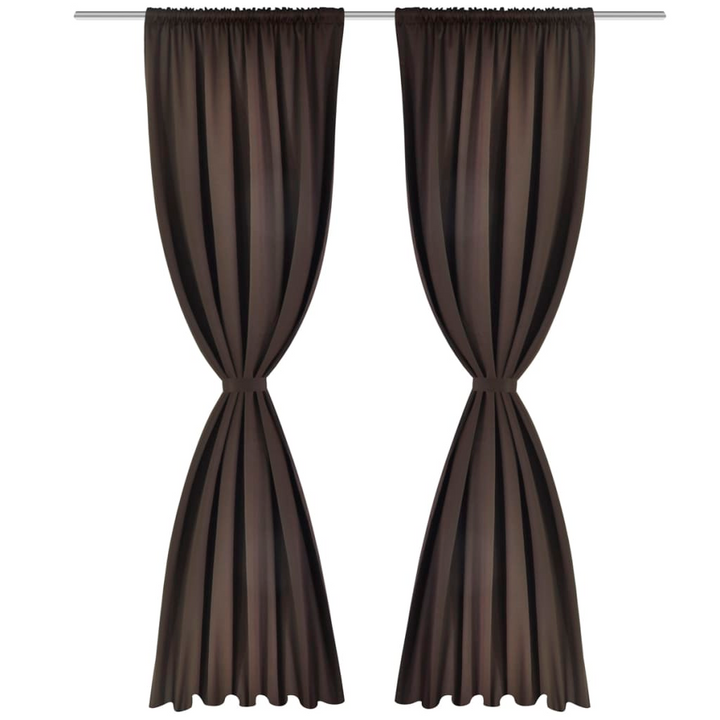 Elegant Light Blocking 2 pcs Brown Slot-Headed Blackout Curtains 135 x 245 cm with Tiebacks - Premium  from Home Treasures - Just £54.99! Shop now at Home Treasures