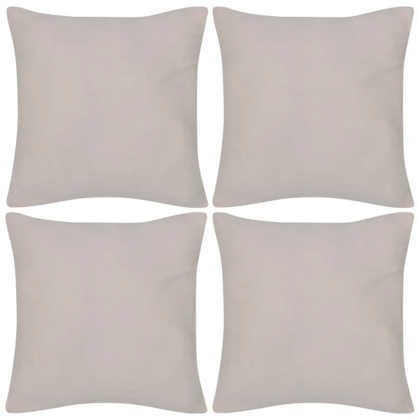 Set of 4 Beige Cotton Cushion Covers - 50 x 50 cm | Soft & Stylish Pillow Cases with Zipper Closure - Premium  from Home Treasures - Just £28.99! Shop now at Home Treasures