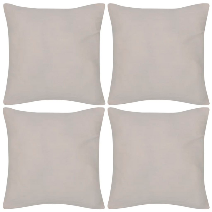 Set of 4 Beige Cotton Cushion Covers - 50 x 50 cm | Soft & Stylish Pillow Cases with Zipper Closure - Premium  from Home Treasures - Just £28.99! Shop now at Home Treasures