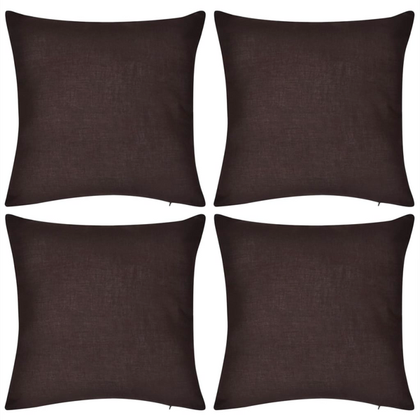 Set of 4 Brown Cushion Covers - Soft Cotton, 50 x 50 cm - Perfect for Living Room Decor - Premium  from Home Treasures - Just £31.99! Shop now at Home Treasures