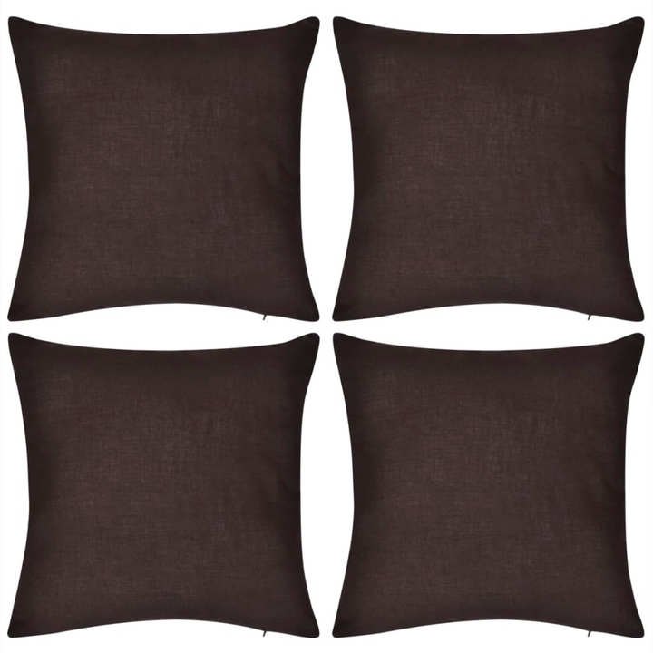 Set of 4 Brown Cushion Covers - Soft Cotton, 50 x 50 cm - Perfect for Living Room Decor - Premium  from Home Treasures - Just £31.99! Shop now at Home Treasures