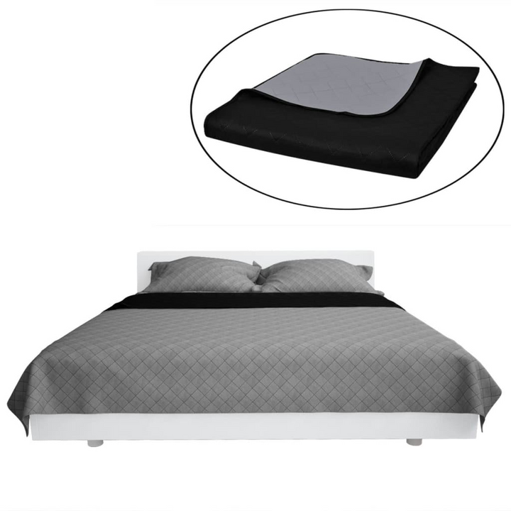 Luxurious Double-Sided Quilted Bedspread - Elegant Black/Grey Design, Soft Microfiber, 170 x 210 cm - Premium  from Home Treasures - Just £20.99! Shop now at Home Treasures