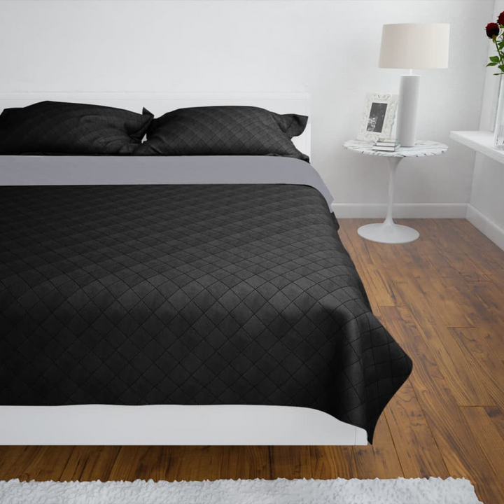 Luxurious Double-Sided Quilted Bedspread - Elegant Black/Grey Design, Soft Microfiber, 170 x 210 cm - Premium  from Home Treasures - Just £20.99! Shop now at Home Treasures