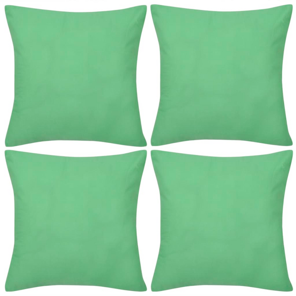 4 Apple Green Cotton Cushion Covers 40 x 40 cm - Soft & Stylish Home Decor - Premium  from Home Treasures - Just £27.99! Shop now at Home Treasures